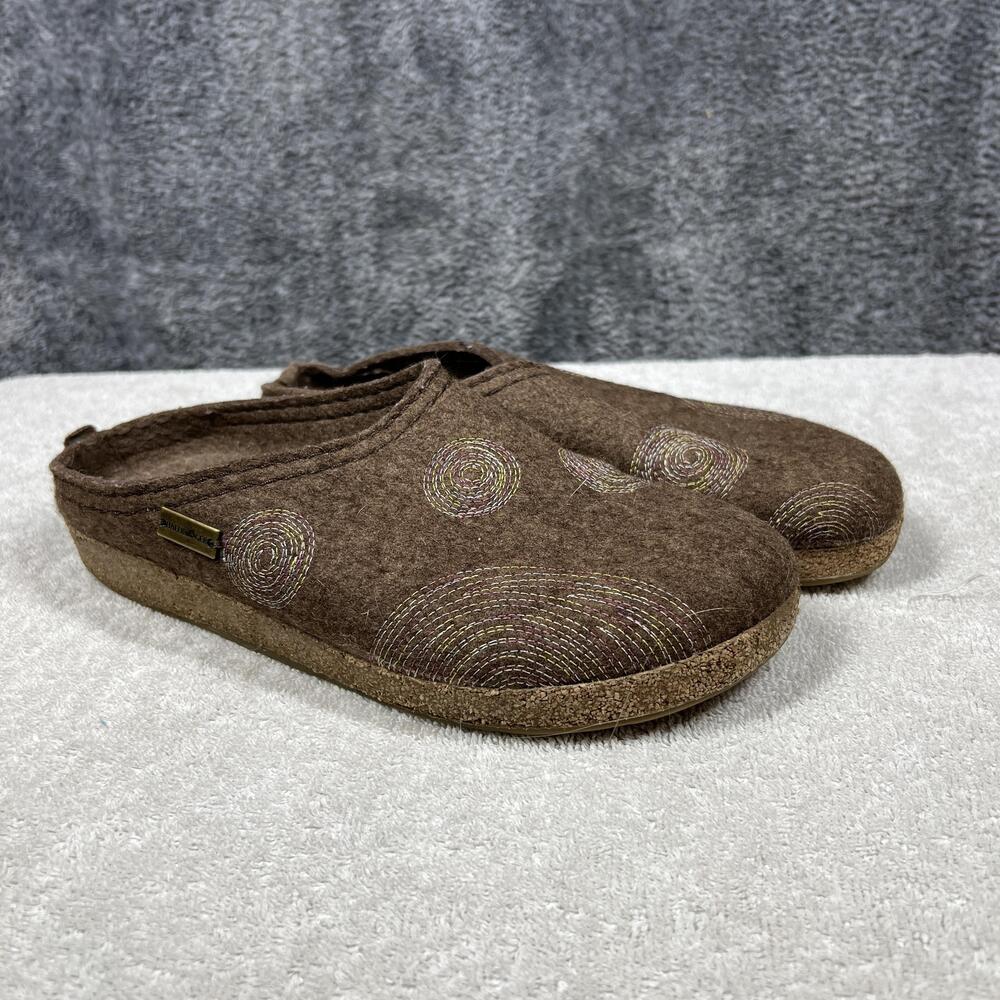 Haflinger Shoes Womens Size 9.5 Brown Wool Slip-On Cushioned Embroidered 40